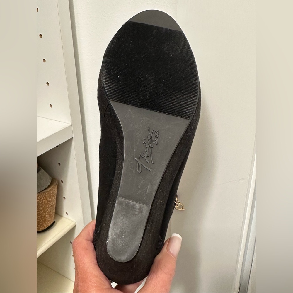 Black Wedge Heels with Ankle Strap - Picture 5 of 6